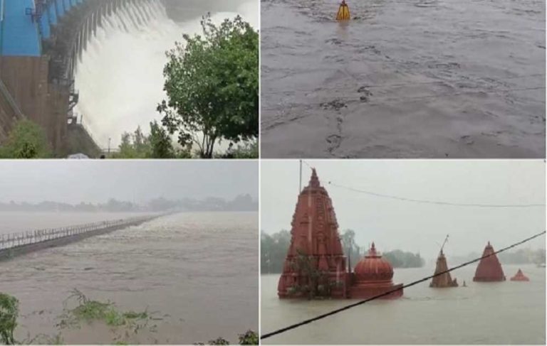 ओंकारेश्वर में नर्मदाका पानी बढ़ा घाट डूबे... श्रद्धालुओं के स्नान पर रोक, नाव चलाने पर भी प्रतिबंध