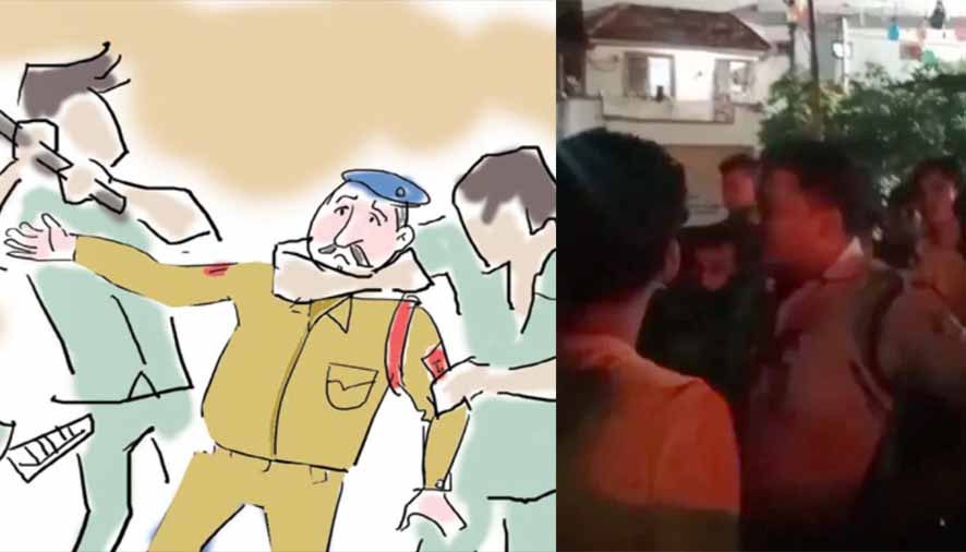 डीजे बंद कराने पहुंची पुलिस टीम पर नशेड़ियों ने किया हमला