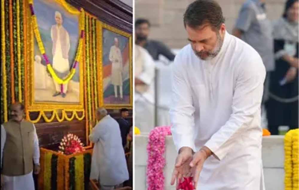 खरगे-राहुल-प्रियंका ने किया गांधी, शास्त्री को नमन